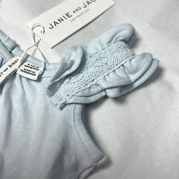 Janie and Jack 101039001 Girl Light Blue Ruffle Strap Top size 6-12 months NWT - Picture 3 of 9